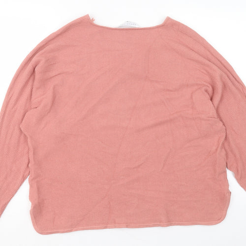 Amara Reya Womens Pink V-Neck Viscose Pullover Jumper Size XL