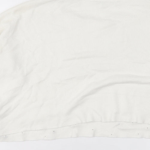 Stradivarius Womens White Crew Neck Acrylic Pullover Jumper Size S