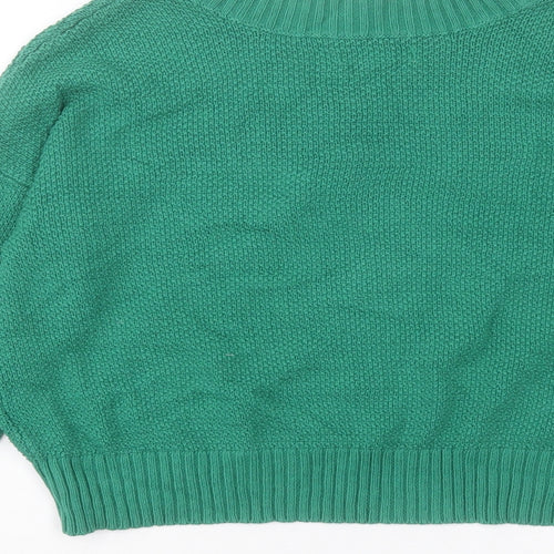 American Eagle Womens Green V-Neck Acrylic Pullover Jumper Size 2XS