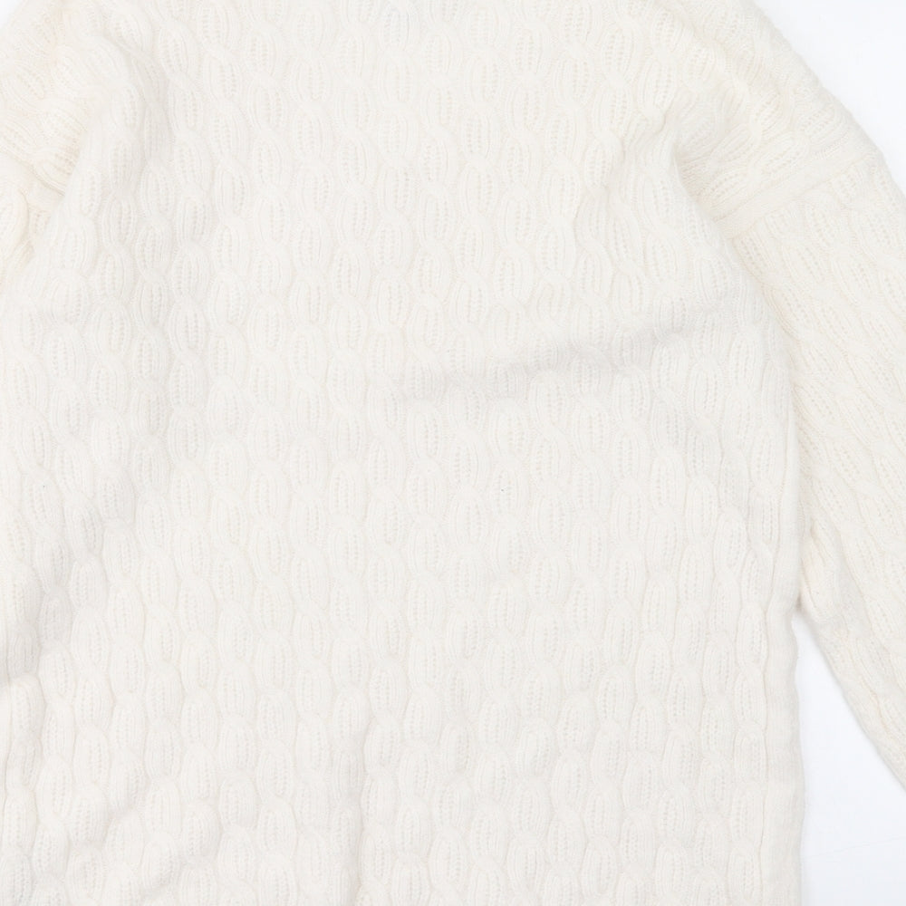 ASOS Womens White Acrylic Jumper Dress Size 6 V-Neck Pullover