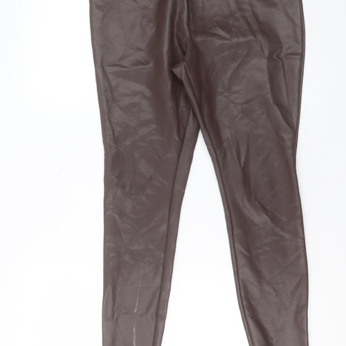 TU Womens Brown Polyurethane Trousers Size 12 L29 in Regular