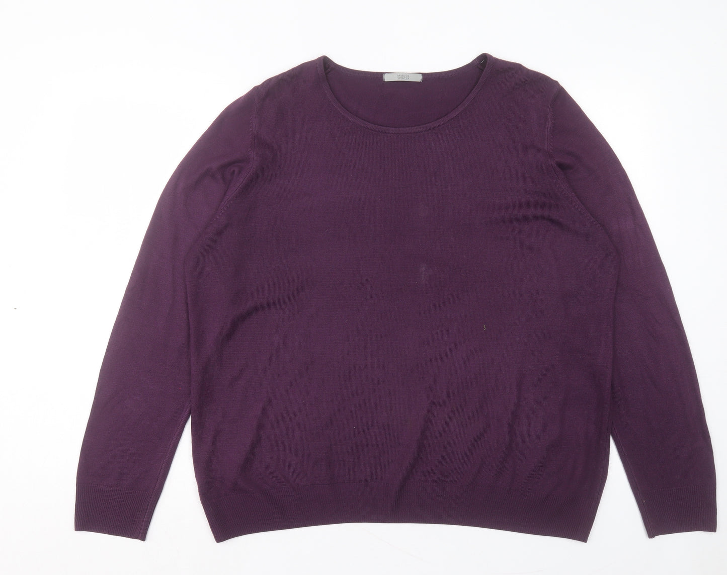 Marks and Spencer Womens Purple Crew Neck Acrylic Pullover Jumper Size 20