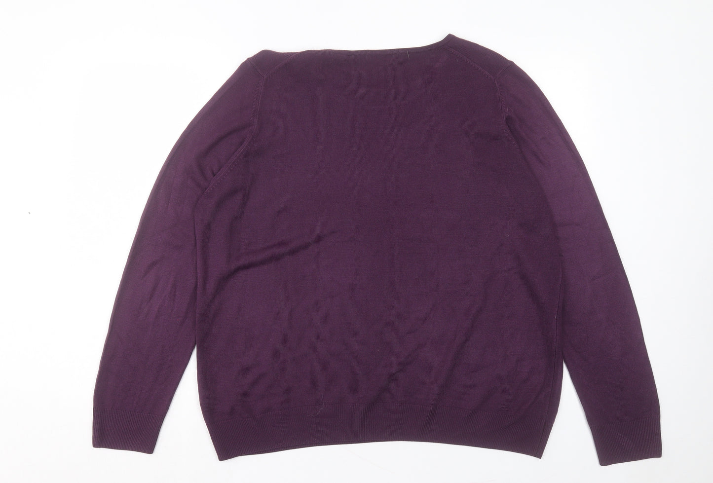 Marks and Spencer Womens Purple Crew Neck Acrylic Pullover Jumper Size 20