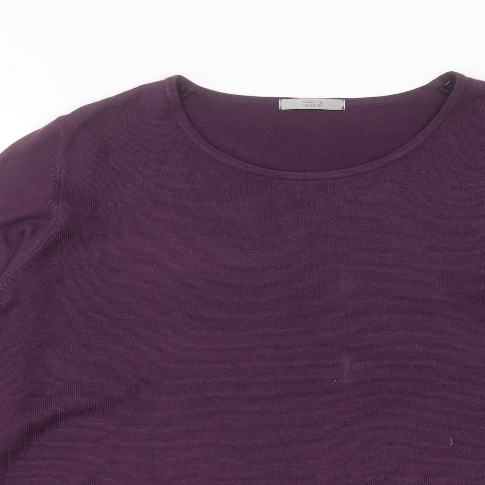 Marks and Spencer Womens Purple Crew Neck Acrylic Pullover Jumper Size 20