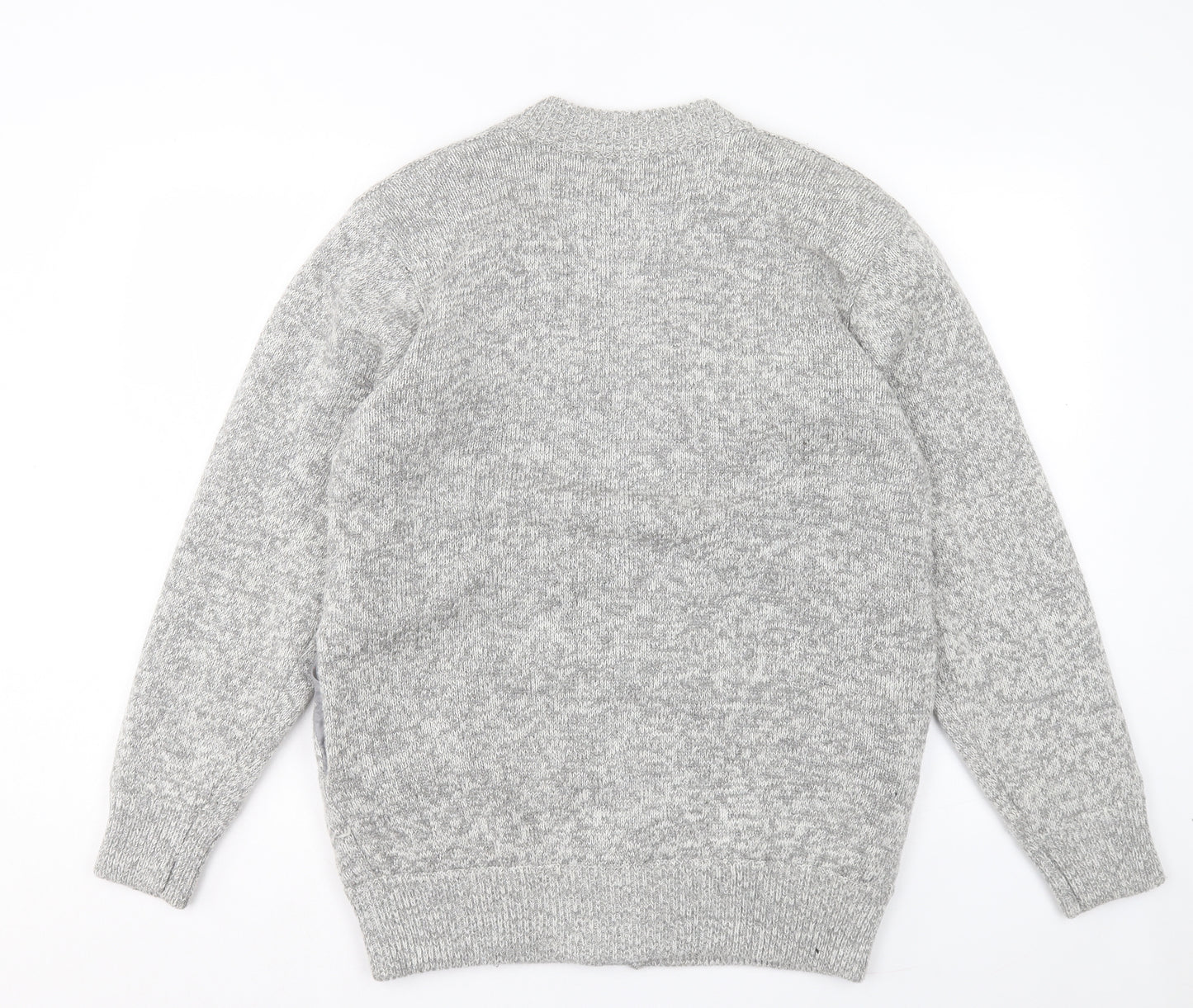 Impact Womens Grey V-Neck Floral Angora Cardigan Jumper Size M