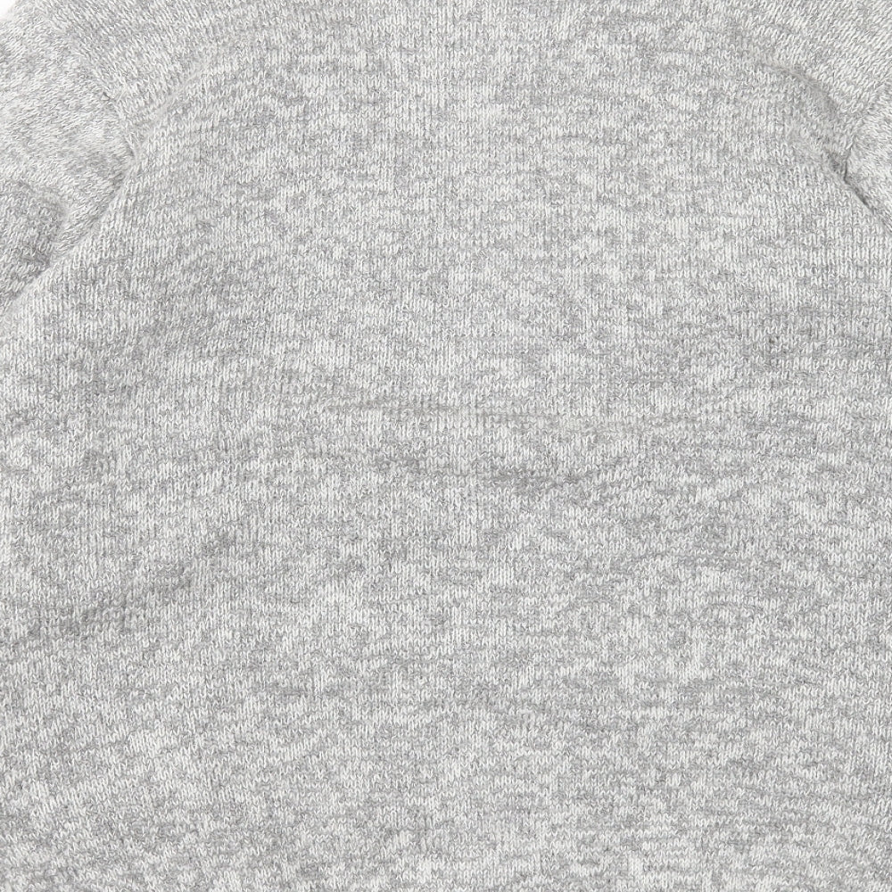 Impact Womens Grey V-Neck Floral Angora Cardigan Jumper Size M