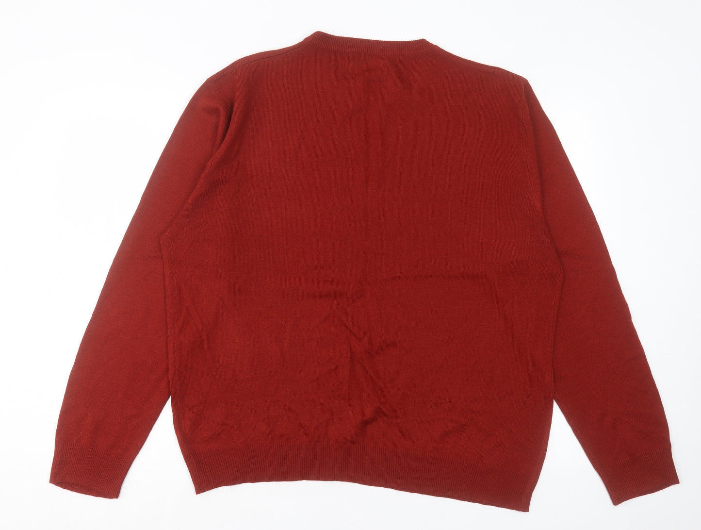 Pierre Cardin Mens Red Crew Neck Acrylic Pullover Jumper Size 2XL