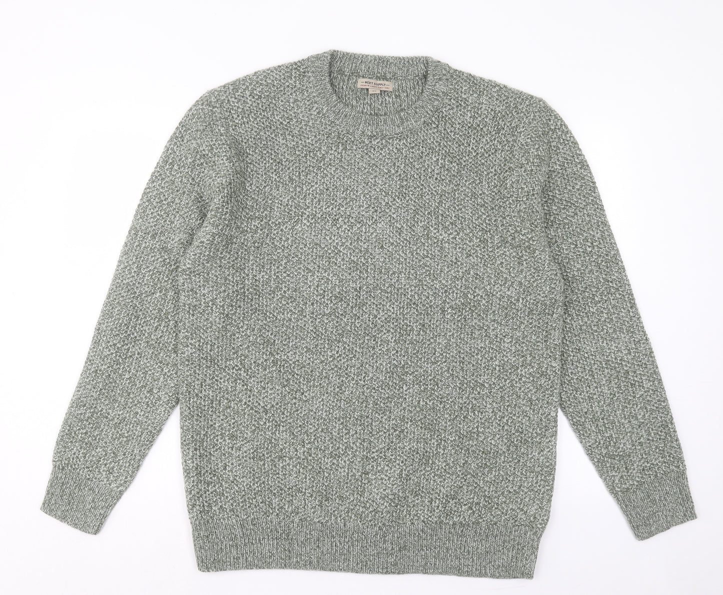 NEXT Mens Green Crew Neck Acrylic Pullover Jumper Size XL