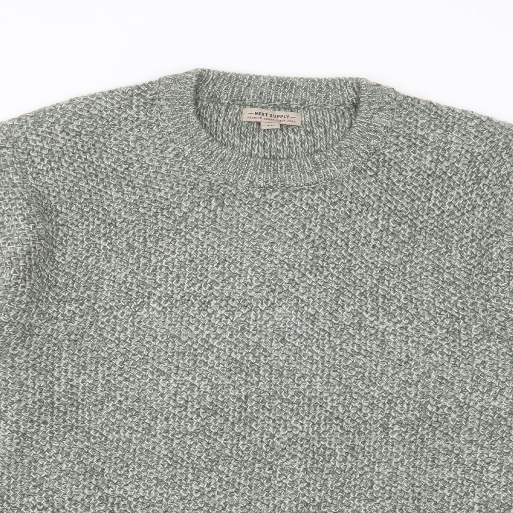 NEXT Mens Green Crew Neck Acrylic Pullover Jumper Size XL