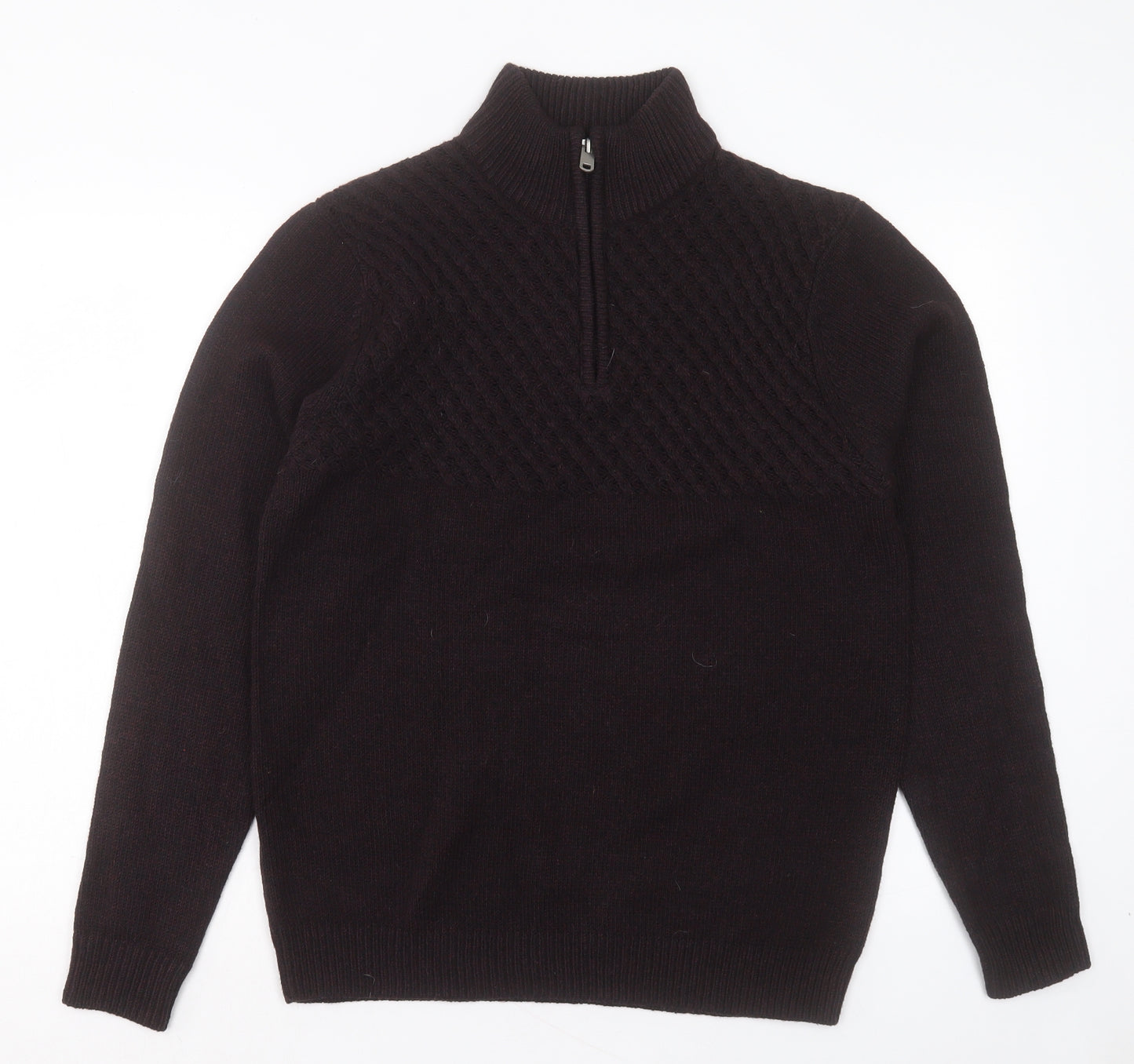 TU Mens Purple High Neck Acrylic Pullover Jumper Size M