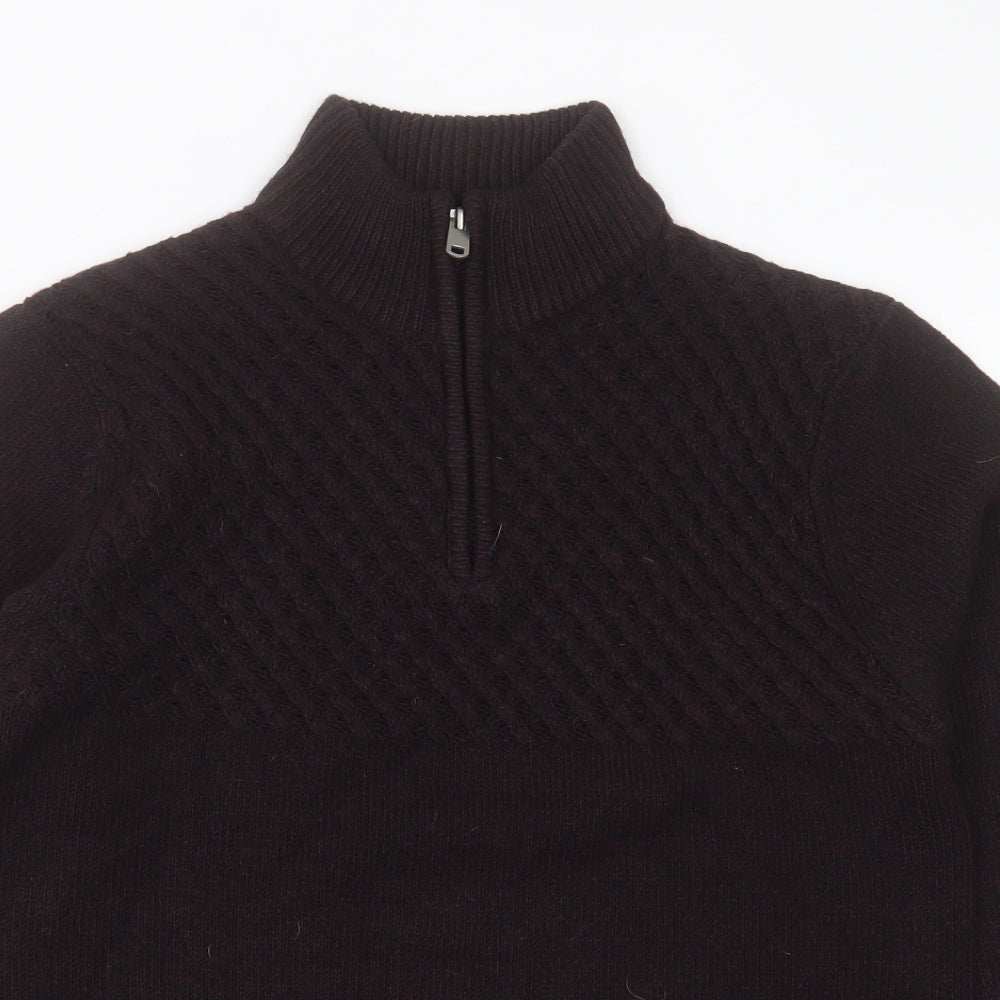 TU Mens Purple High Neck Acrylic Pullover Jumper Size M