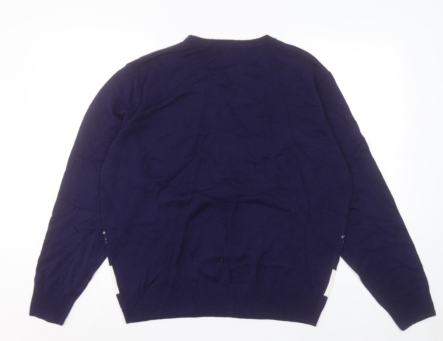 George Womens Blue Crew Neck Acrylic Pullover Jumper Size XL - Christmas