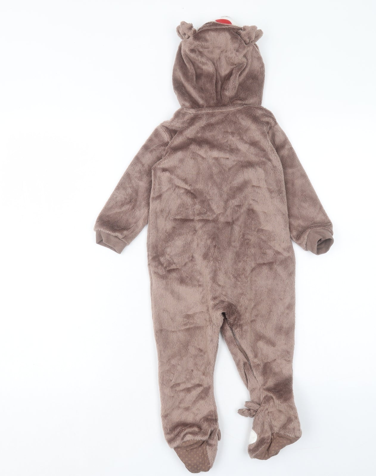 F&F Boys Brown Polyester Capri One Piece Size 12-18 Months Zip - Reindeer Onesie