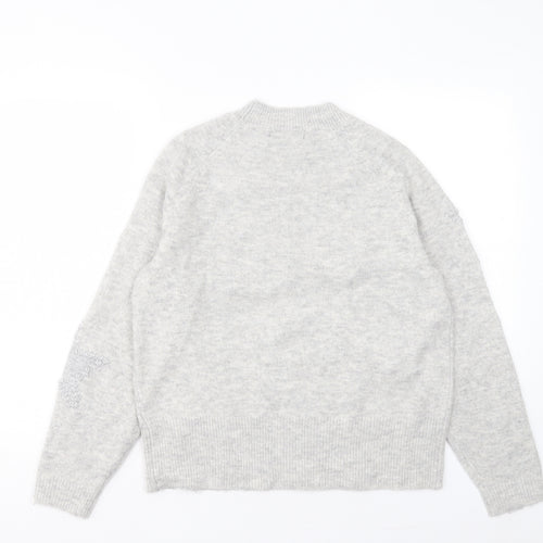 Marks and Spencer Womens Grey Round Neck Acrylic Pullover Jumper Size S