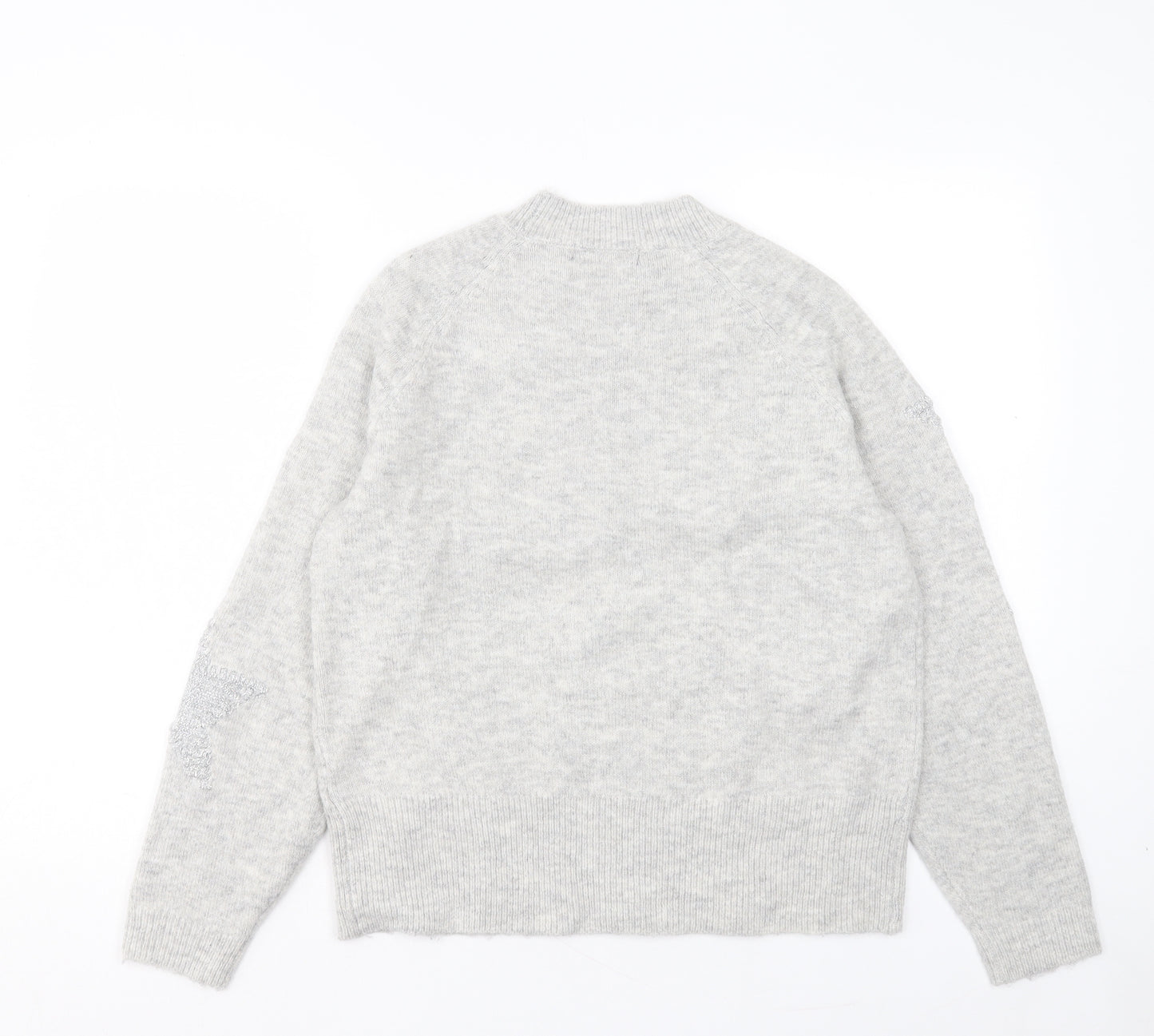 Marks and Spencer Womens Grey Round Neck Acrylic Pullover Jumper Size S