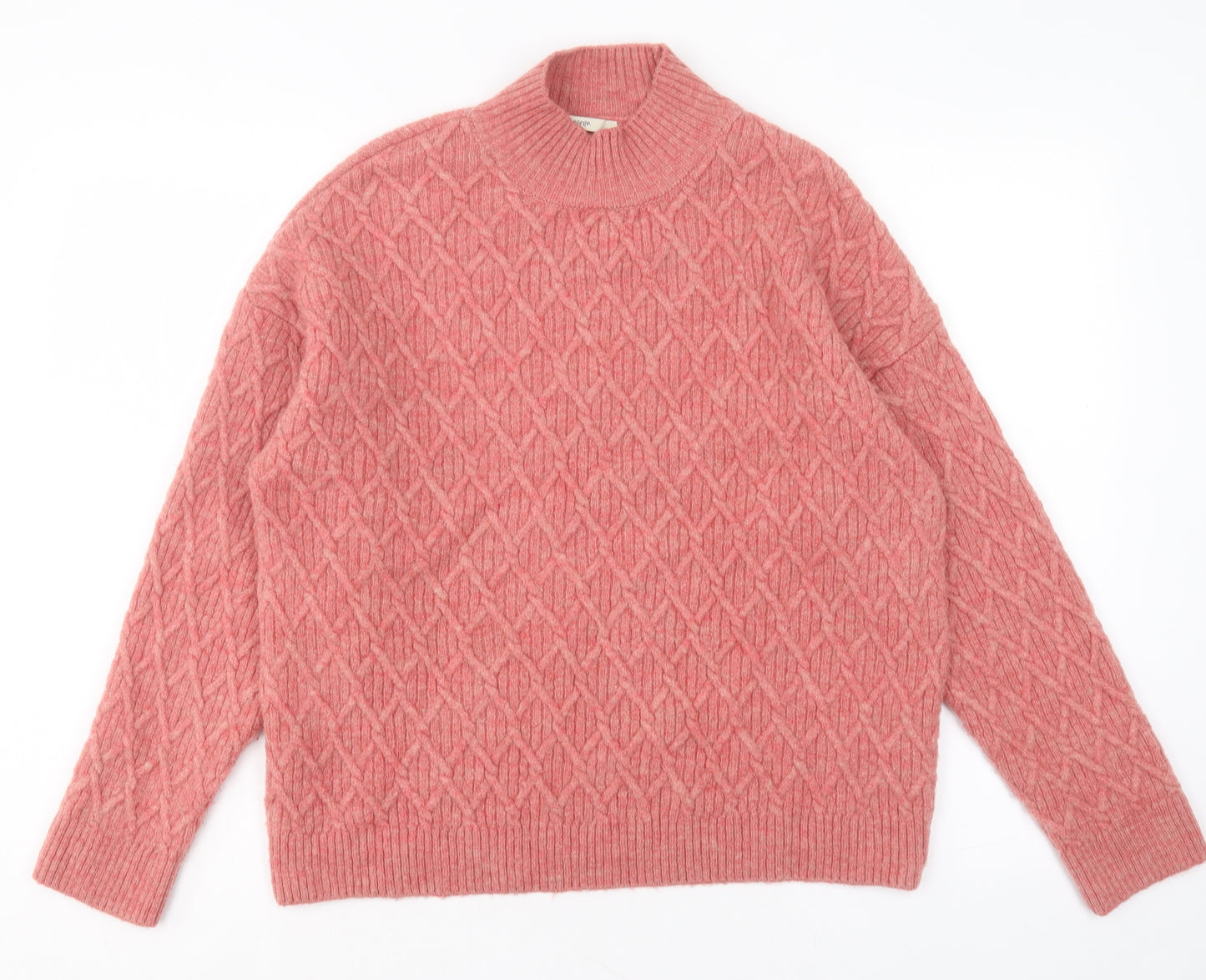 George Womens Pink High Neck Acrylic Pullover Jumper Size M