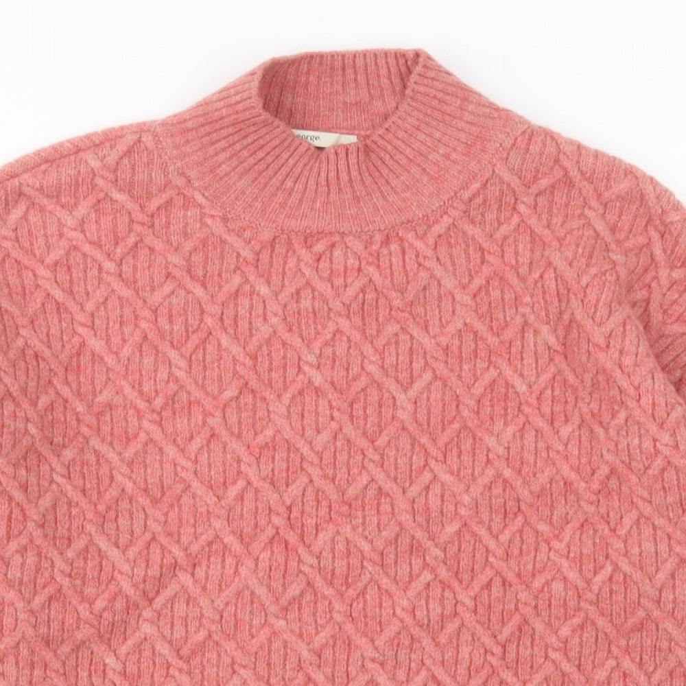 George Womens Pink High Neck Acrylic Pullover Jumper Size M