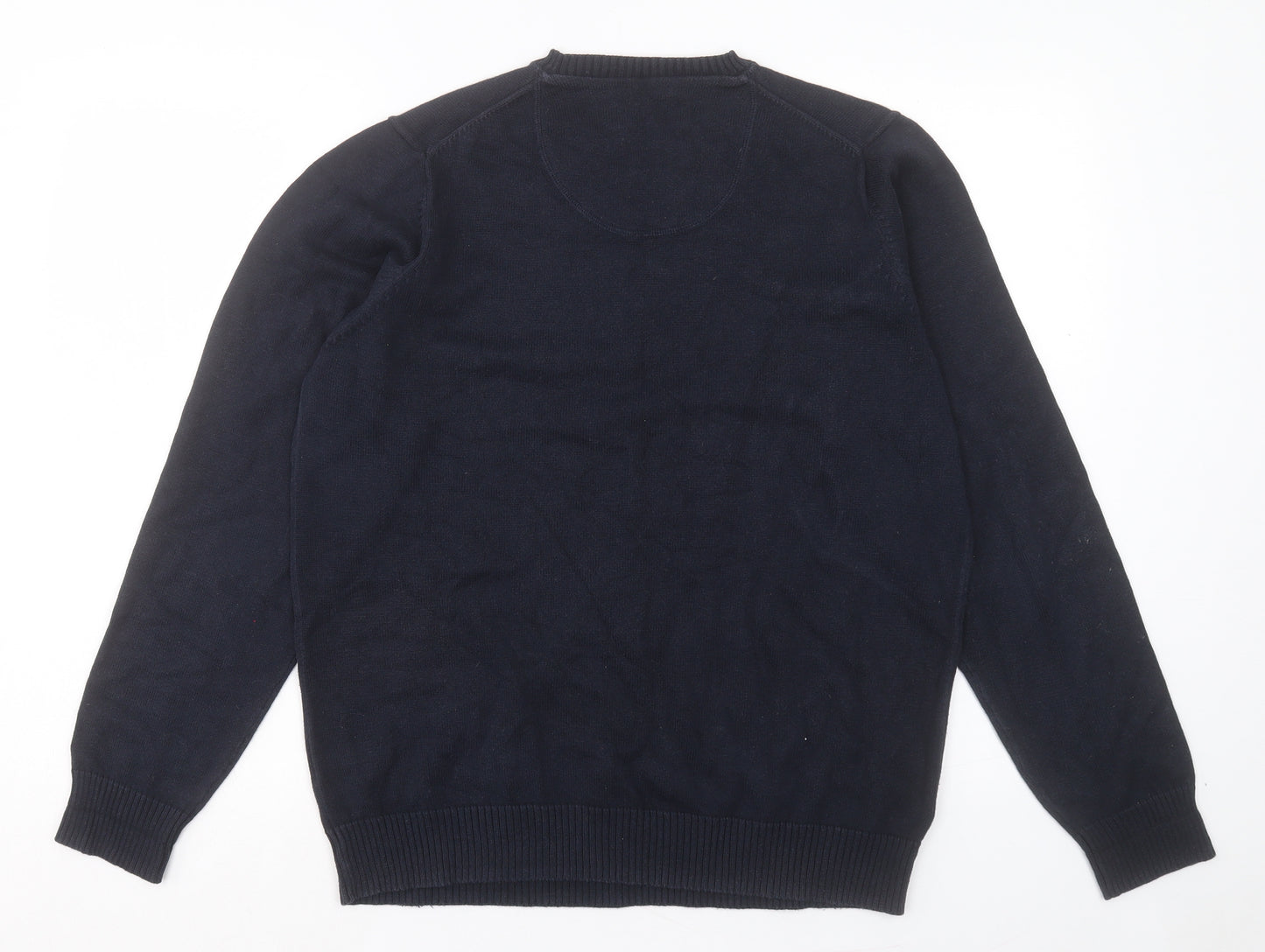 Marks and Spencer Mens Blue Crew Neck Cotton Pullover Jumper Size M