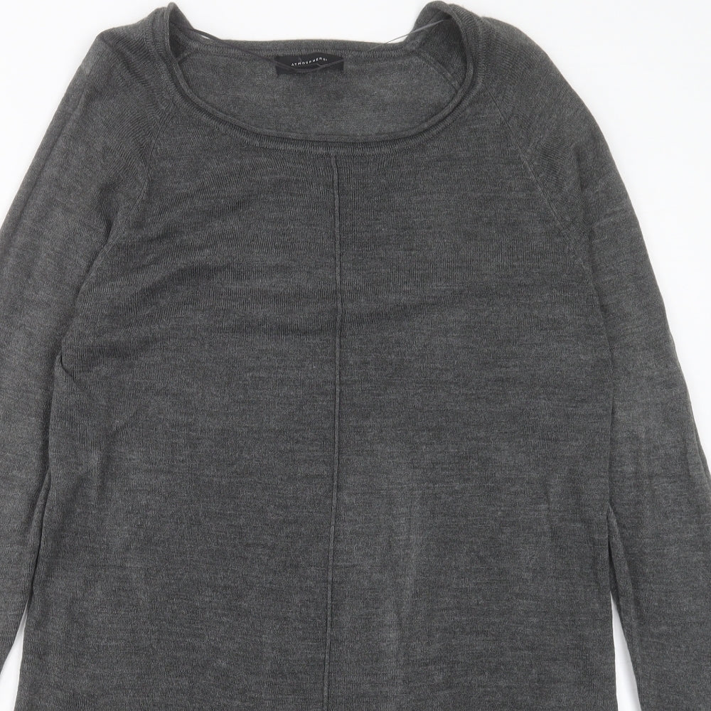 Atmosphere Womens Grey Acrylic Jumper Dress Size 14 Boat Neck Pullover