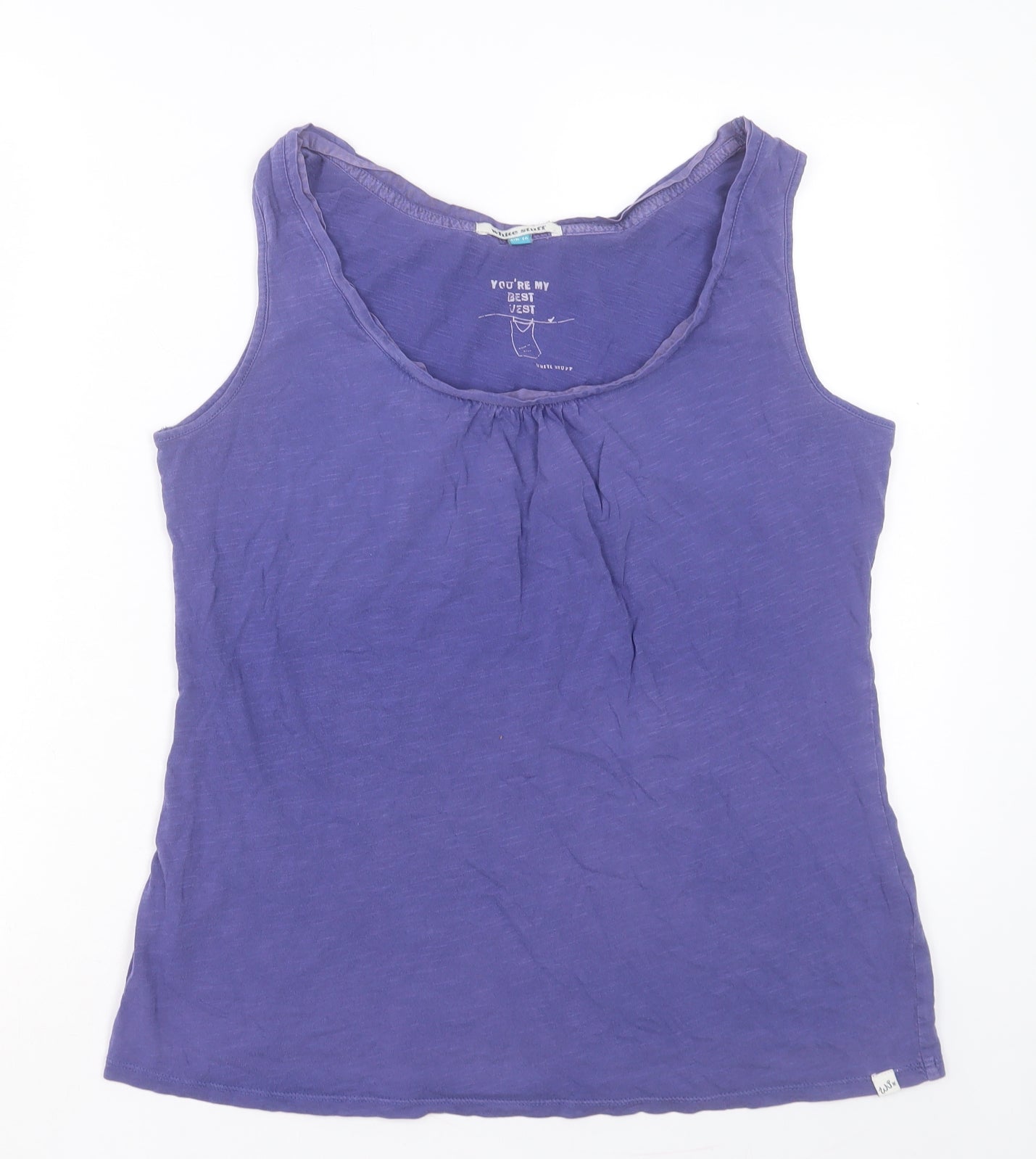 White Stuff Womens Purple Cotton Basic Tank Size 16 Scoop Neck