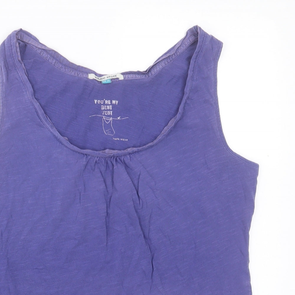 White Stuff Womens Purple Cotton Basic Tank Size 16 Scoop Neck