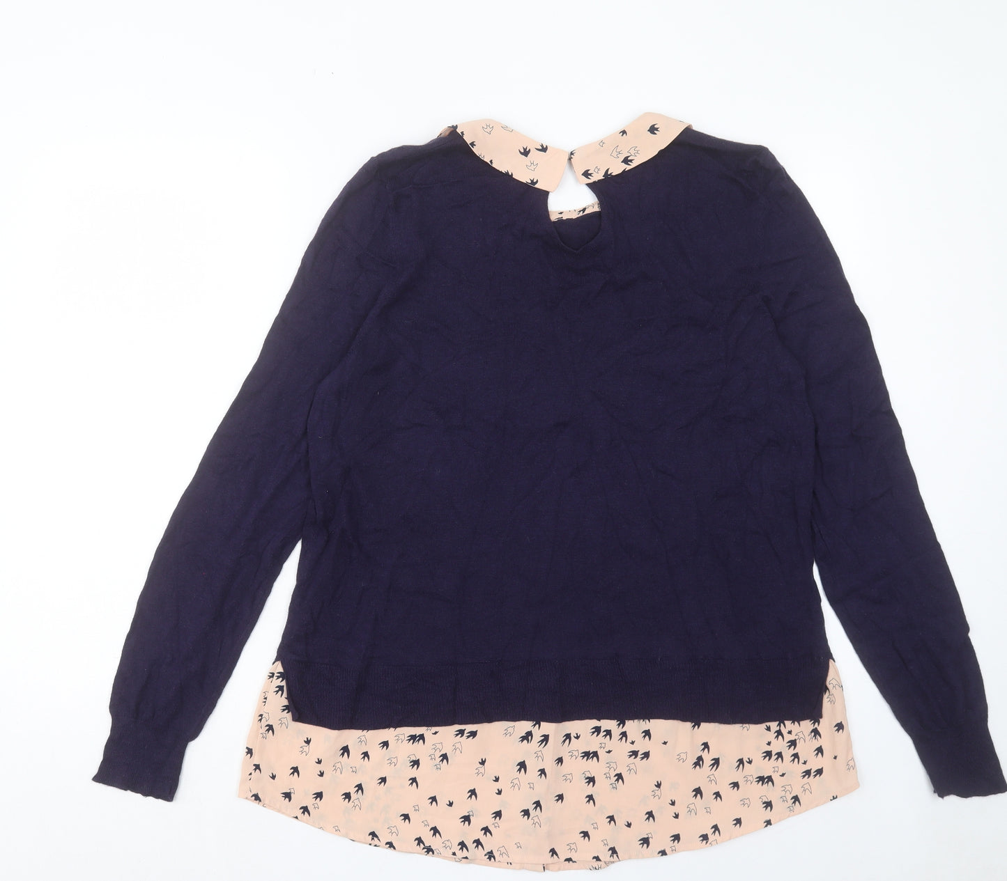 George Womens Blue Collared Nylon Pullover Jumper Size 18