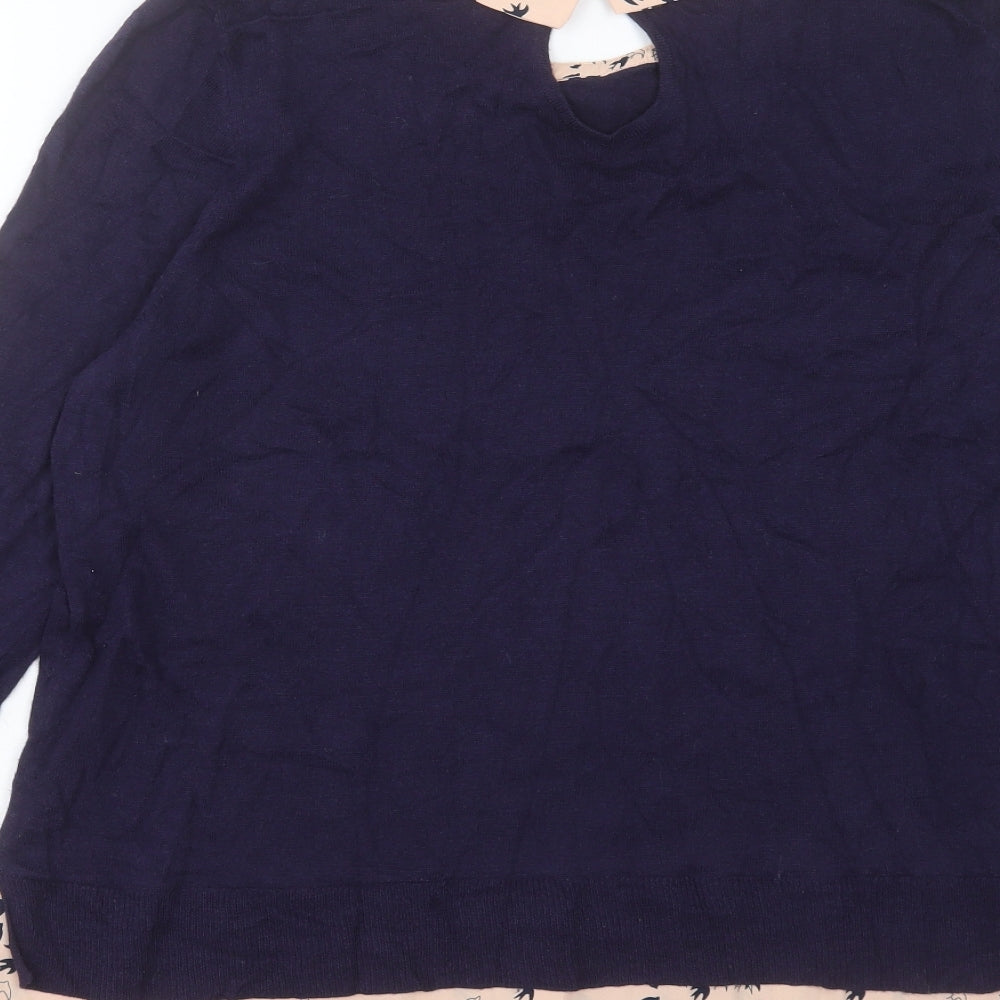 George Womens Blue Collared Nylon Pullover Jumper Size 18