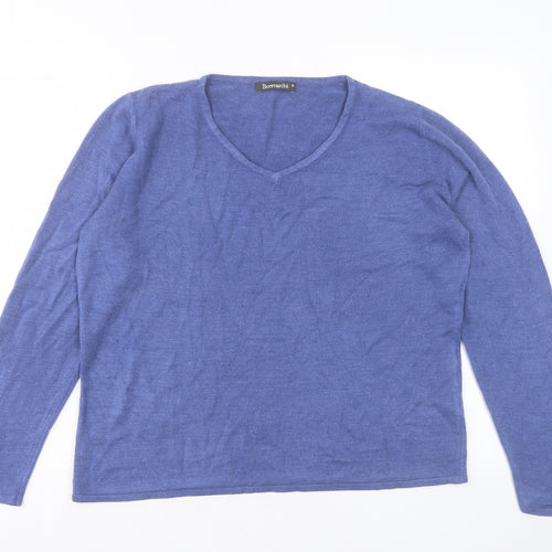 Bonmarché Womens Purple V-Neck Acrylic Pullover Jumper Size M