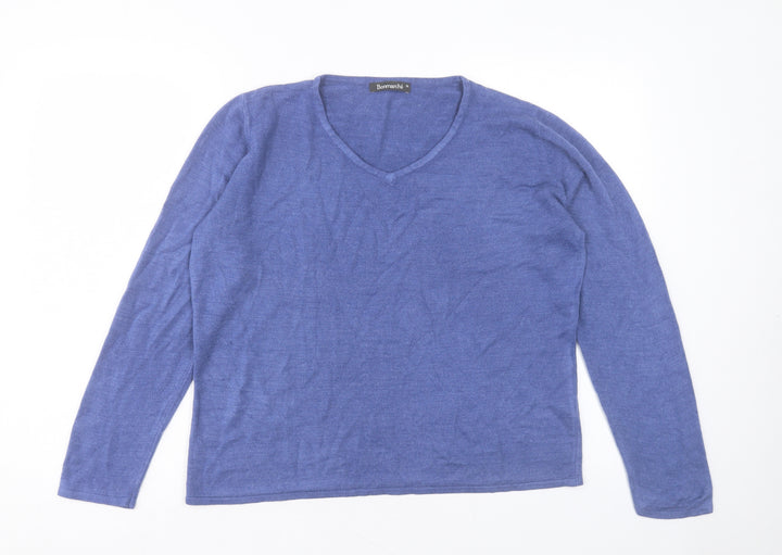 Bonmarché Womens Purple V-Neck Acrylic Pullover Jumper Size M