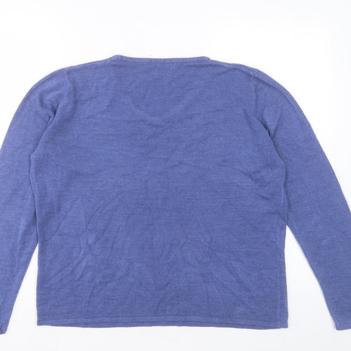 Bonmarché Womens Purple V-Neck Acrylic Pullover Jumper Size M