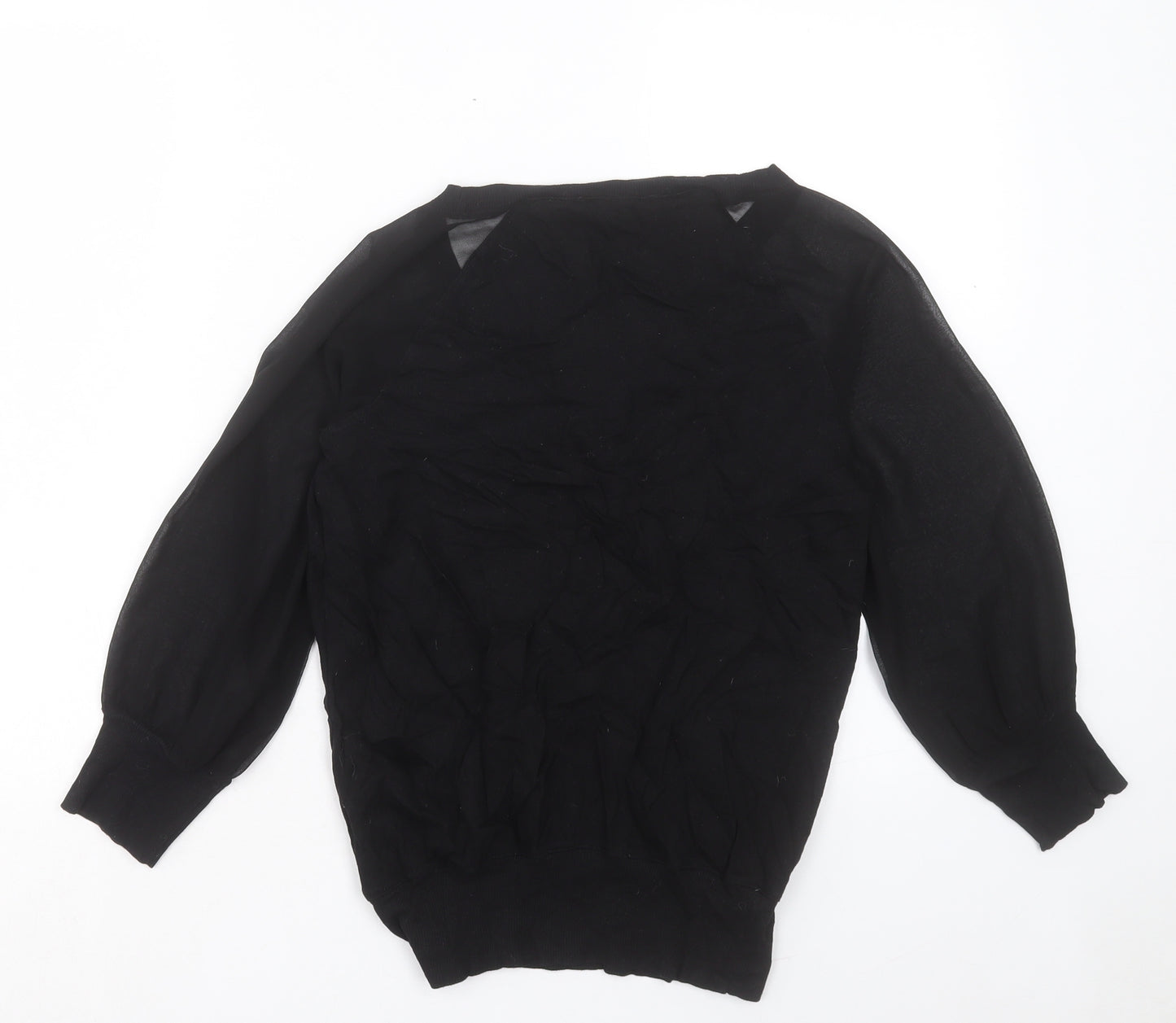French Connection Womens Black V-Neck Cotton Pullover Jumper Size XS