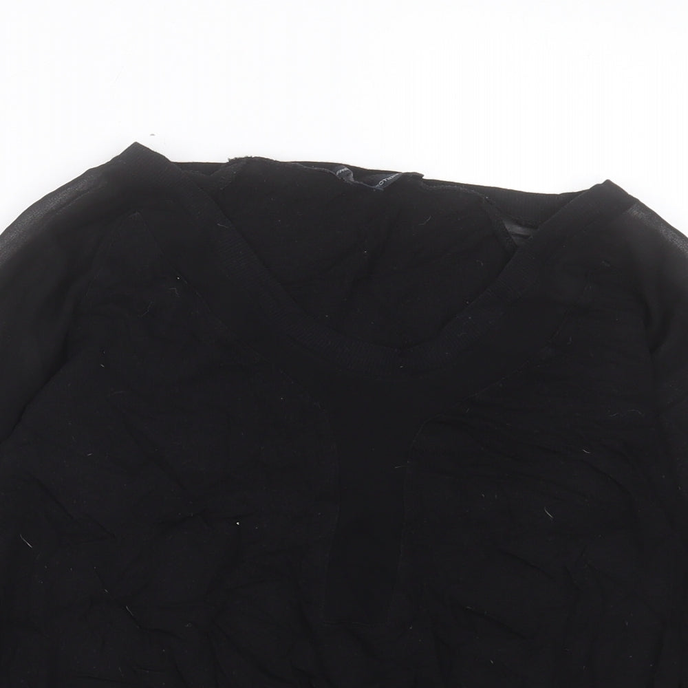 French Connection Womens Black V-Neck Cotton Pullover Jumper Size XS