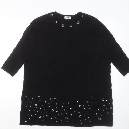Matalan Womens Black Viscose Jumper Dress Size 12 Crew Neck Pullover