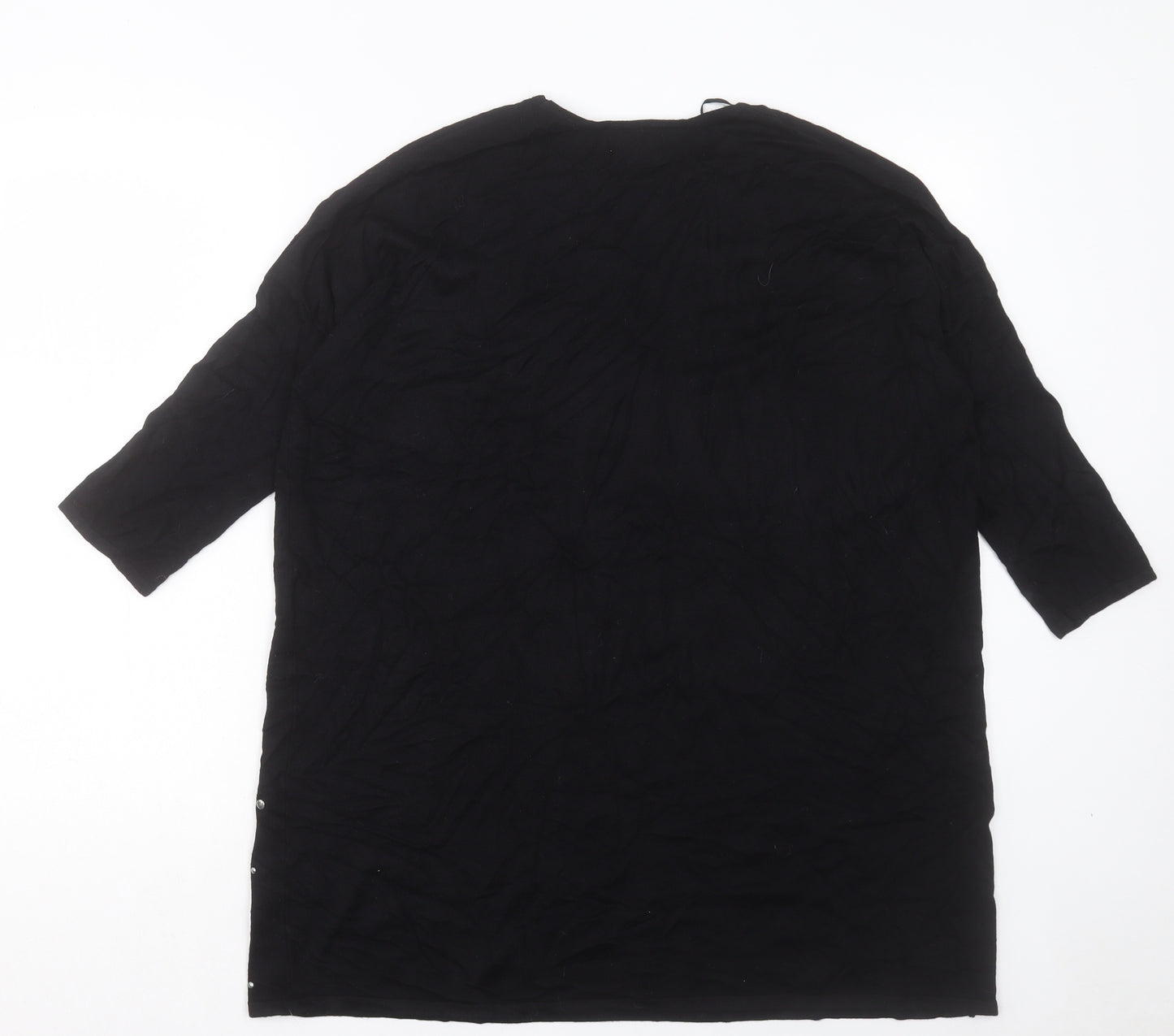Matalan Womens Black Viscose Jumper Dress Size 12 Crew Neck Pullover