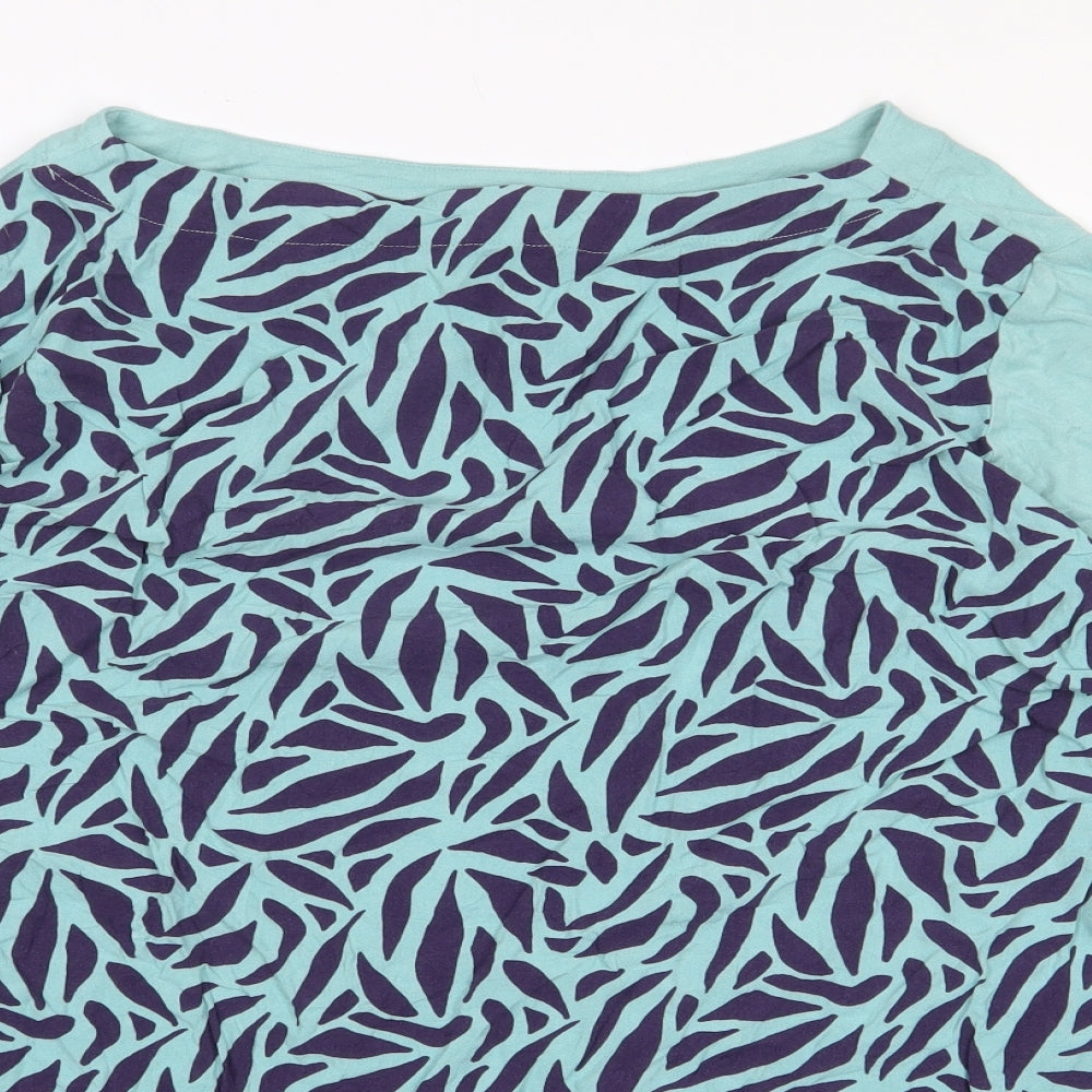 Bonmarché Womens Green Geometric Viscose Basic T-Shirt Size 18 Round Neck