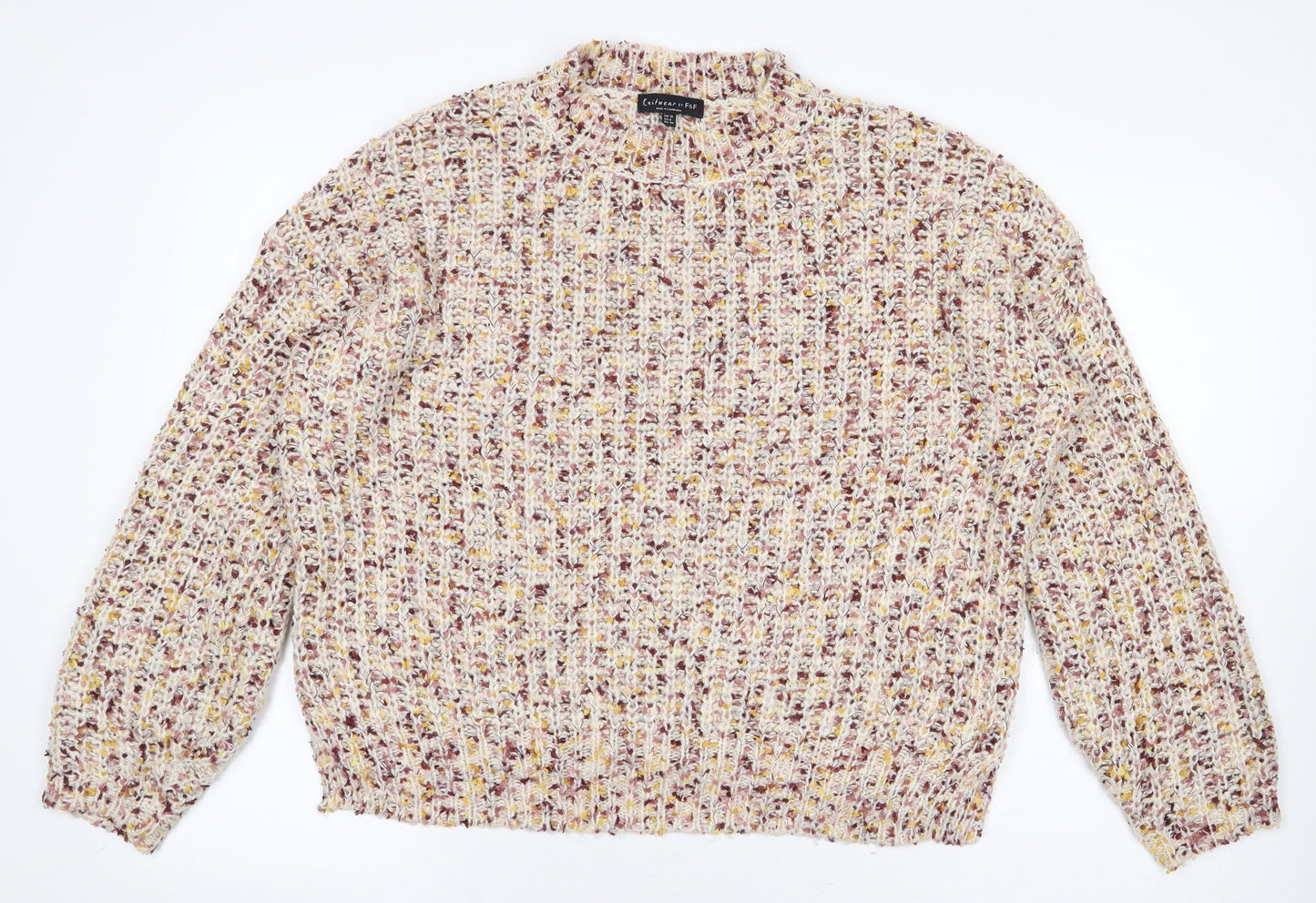 F&F Womens Multicoloured Round Neck Acrylic Pullover Jumper Size 10