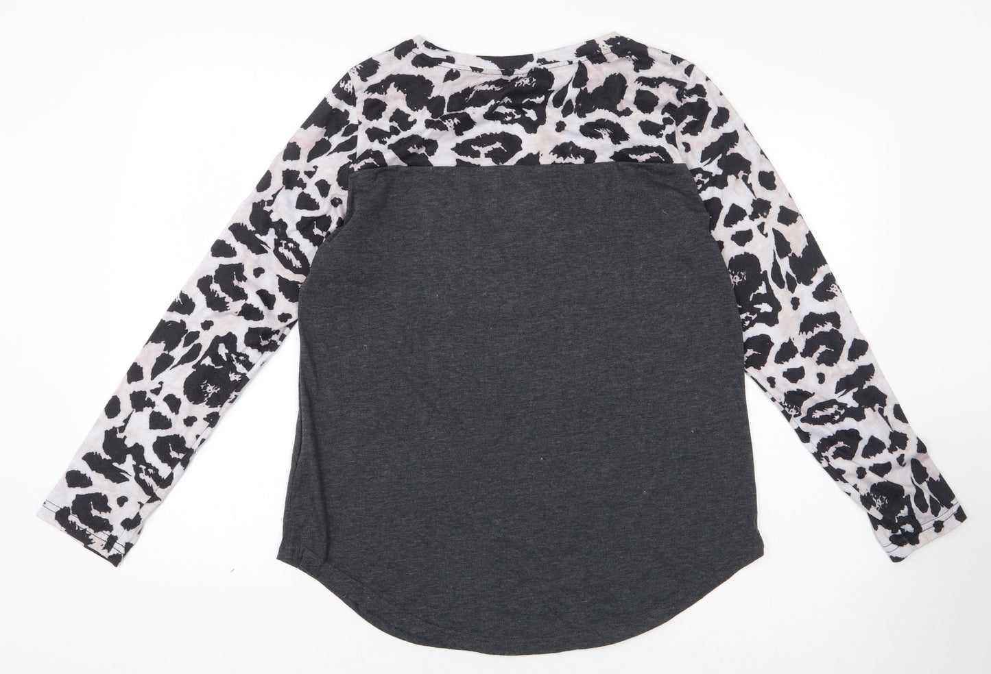 SheIn Womens Multicoloured Animal Print Cotton Basic T-Shirt Size L Round Neck - Cow Print