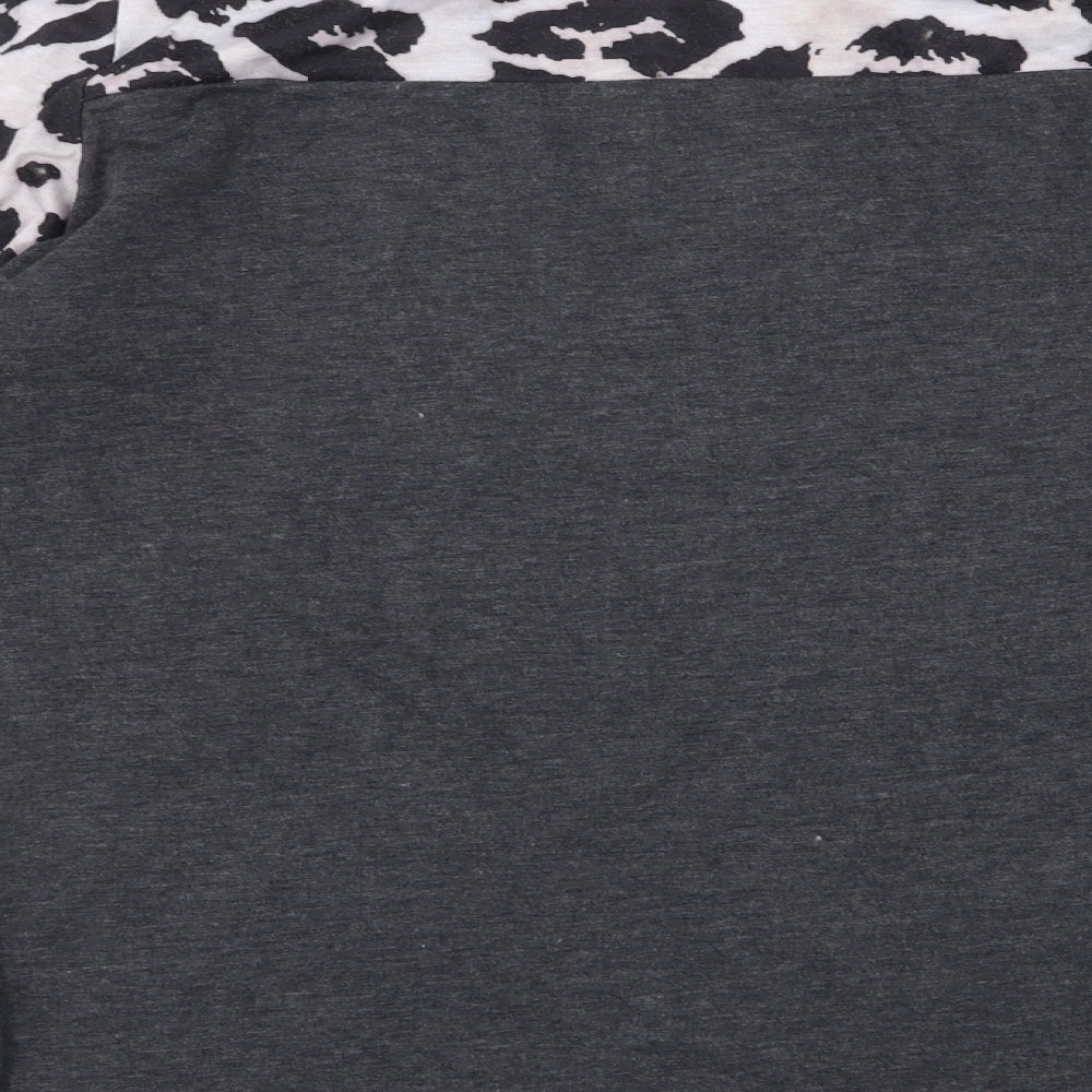SheIn Womens Multicoloured Animal Print Cotton Basic T-Shirt Size L Round Neck - Cow Print