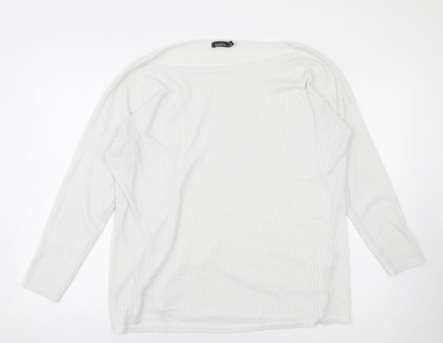 Boohoo Womens White 100% Polyester Pullover Sweatshirt Size 16 Pullover