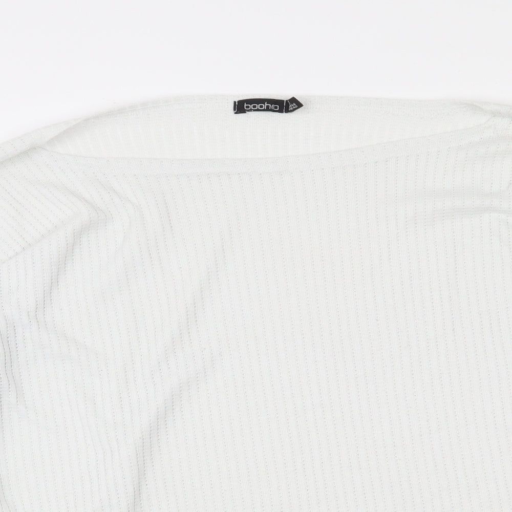 Boohoo Womens White 100% Polyester Pullover Sweatshirt Size 16 Pullover