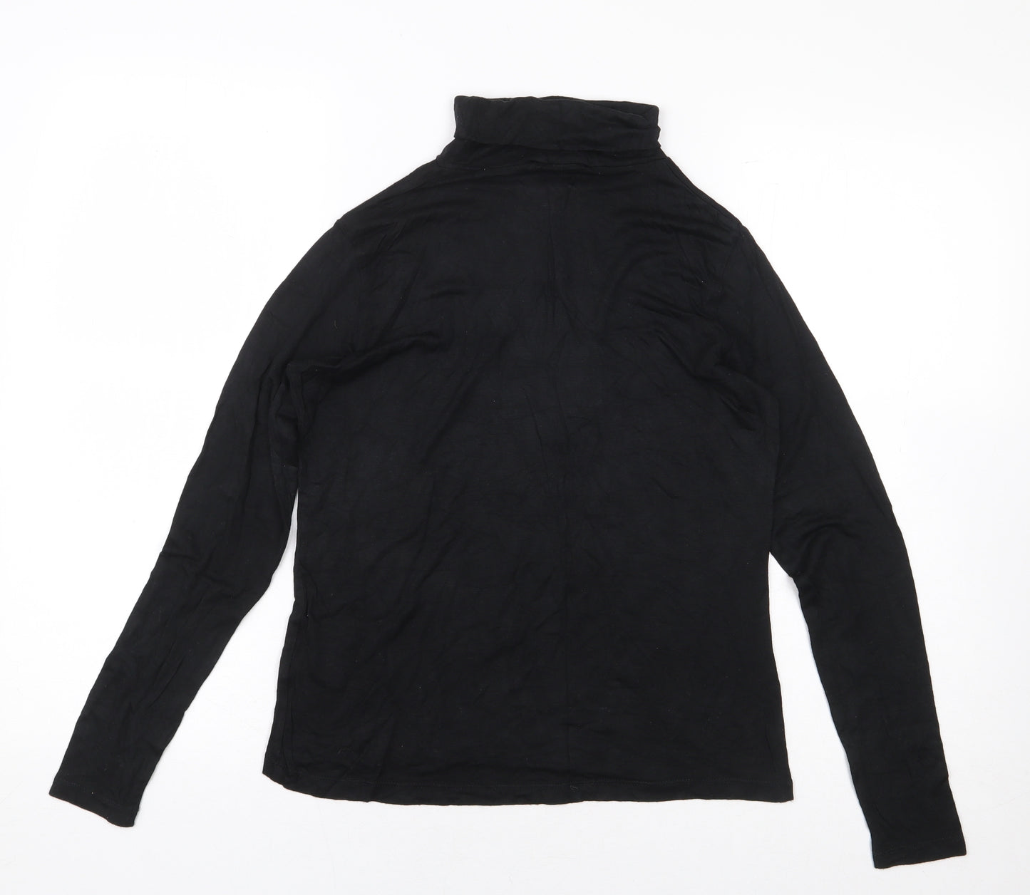 Store Twenty One Womens Black Viscose Basic T-Shirt Size S Roll Neck