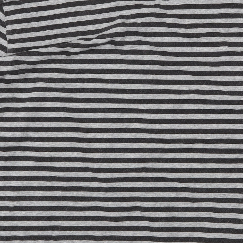G.W Womens Grey Striped Cotton Basic T-Shirt Size 22 Round Neck - Rose