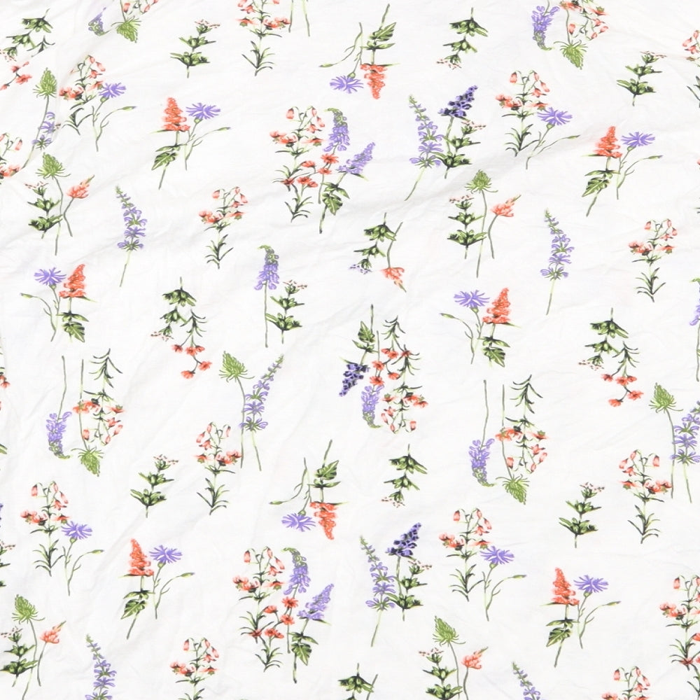 Marks and Spencer Womens White Floral Viscose Basic Blouse Size 8 Round Neck