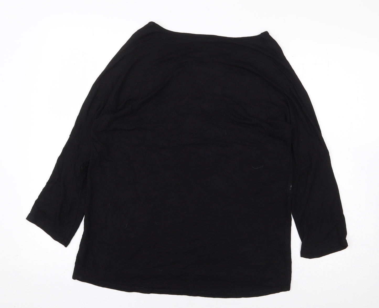 F&F Womens Black Viscose Basic T-Shirt Size 14 Round Neck