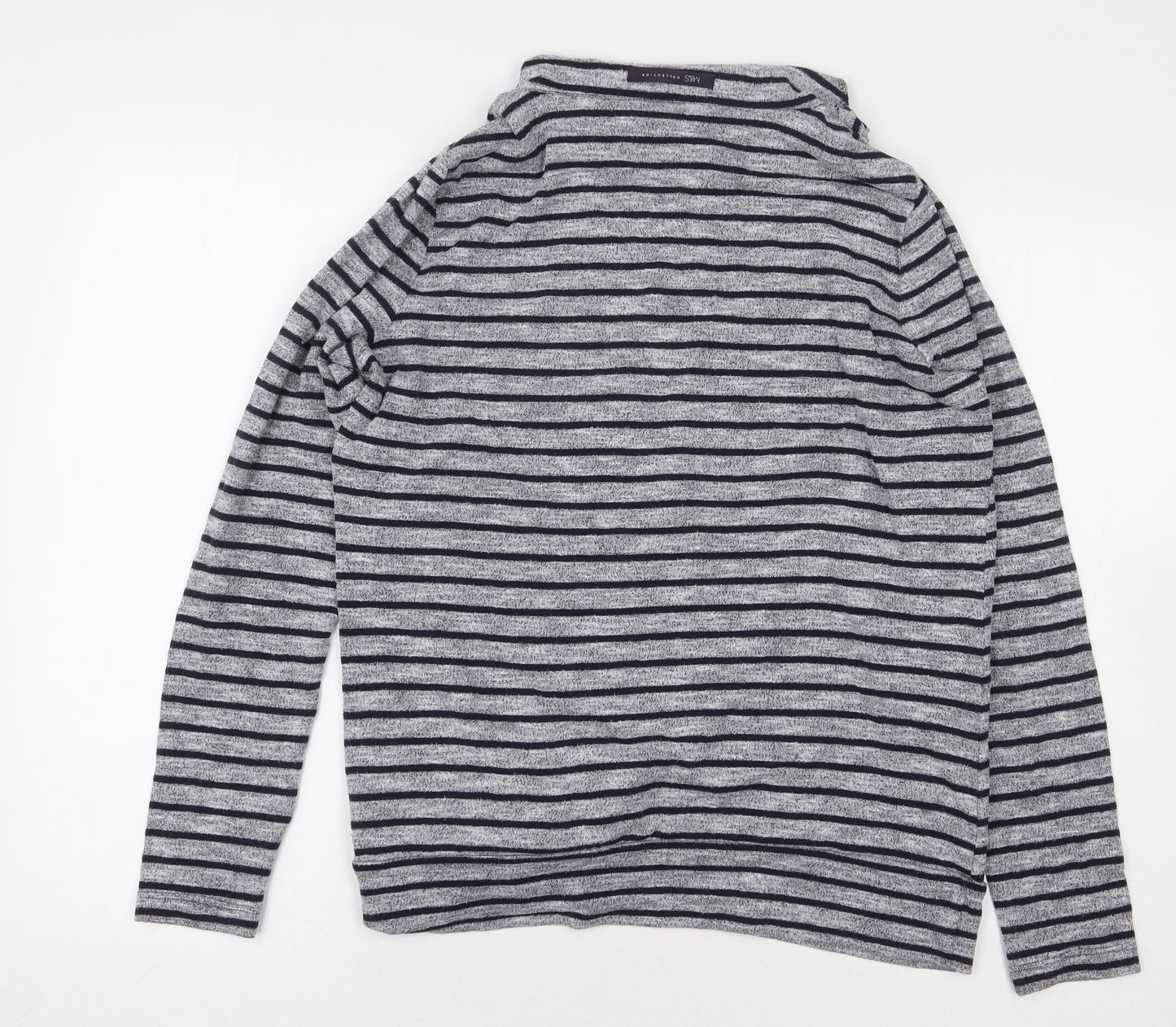 Marks and Spencer Womens Green Striped Polyester Pullover Sweatshirt Size 14 Pullover