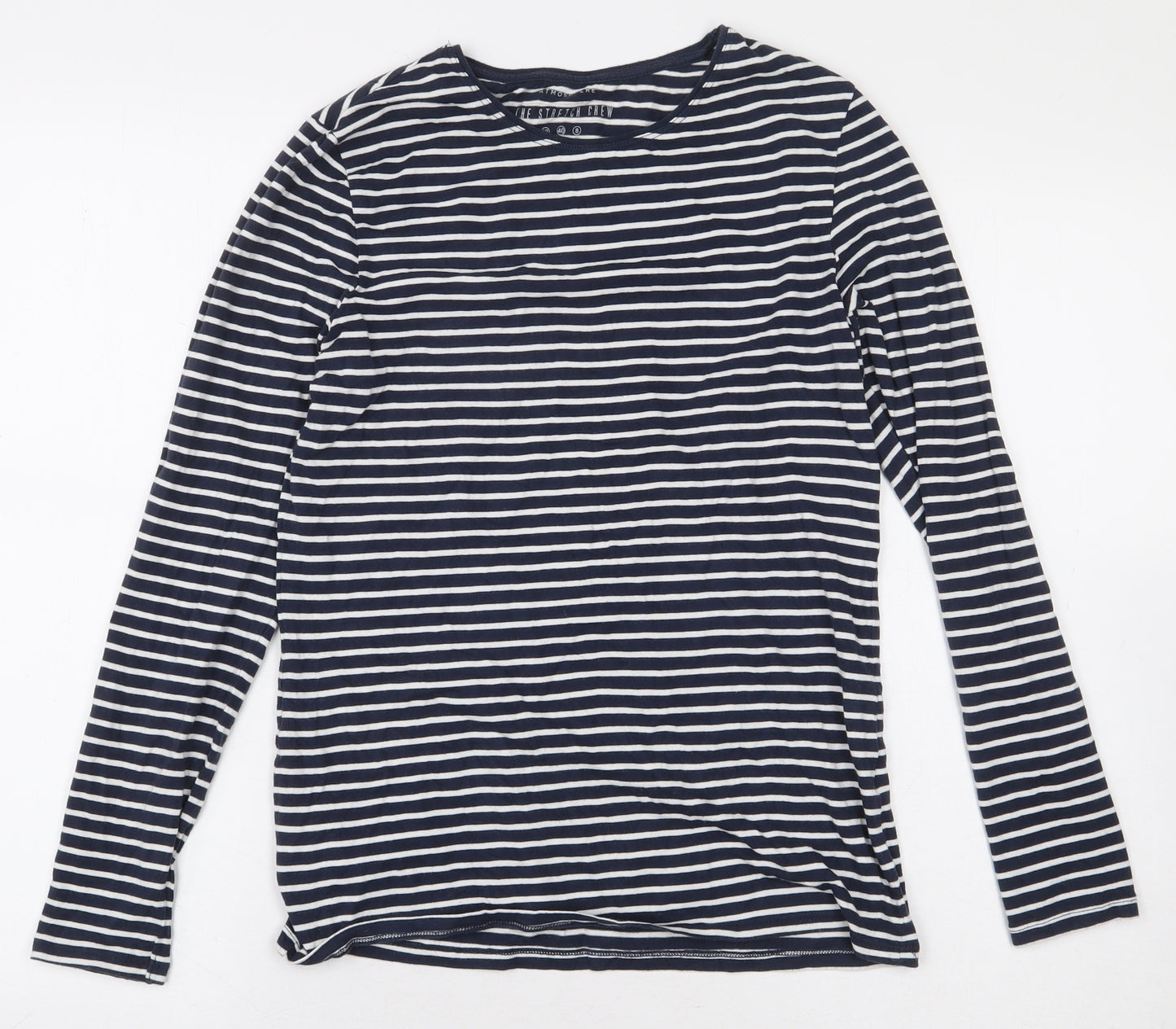 Atmosphere Womens Blue Striped Cotton Basic T-Shirt Size 12 Round Neck