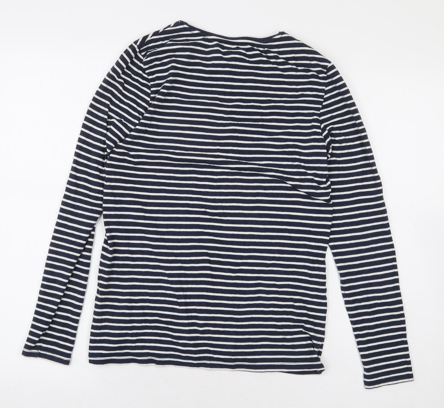 Atmosphere Womens Blue Striped Cotton Basic T-Shirt Size 12 Round Neck