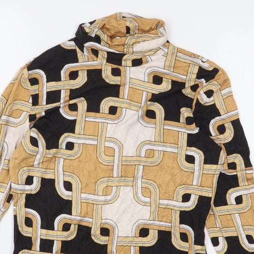 H&M Womens Multicoloured Geometric Modal Basic T-Shirt Size S Roll Neck