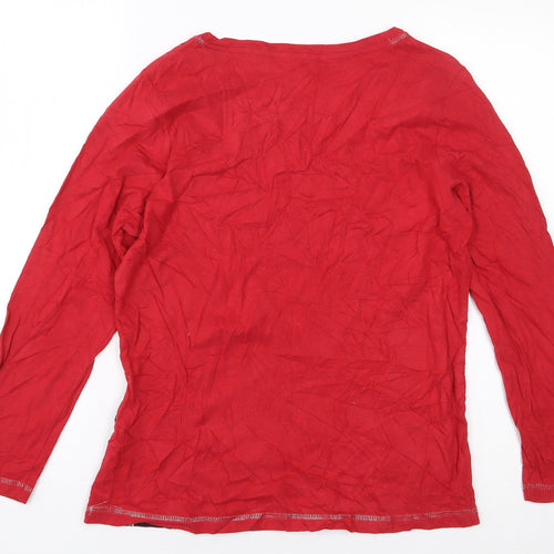 TU Womens Red 100% Cotton Basic T-Shirt Size 8 Round Neck - Elf