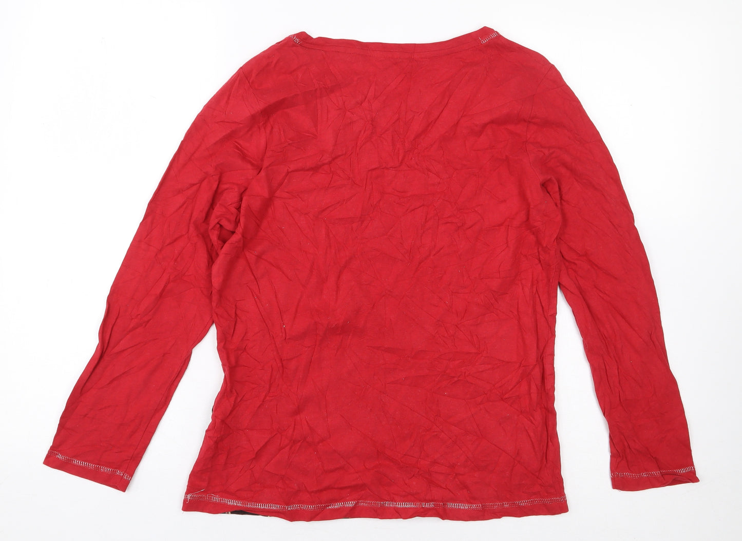 TU Womens Red 100% Cotton Basic T-Shirt Size 8 Round Neck - Elf